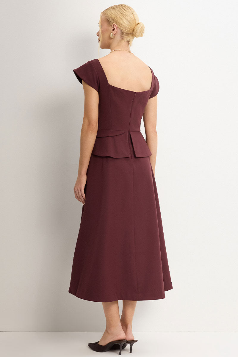 Vestido Perola Midi - Vinho