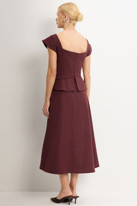 Vestido Perola Midi - Vinho