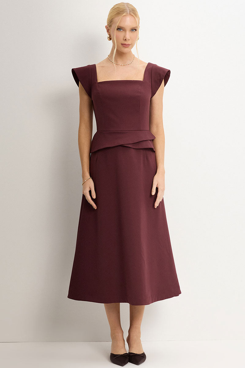 Vestido Perola Midi - Vinho