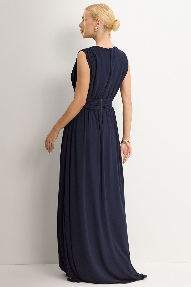 Vestido Longo Esmeralda - Azul Marinho