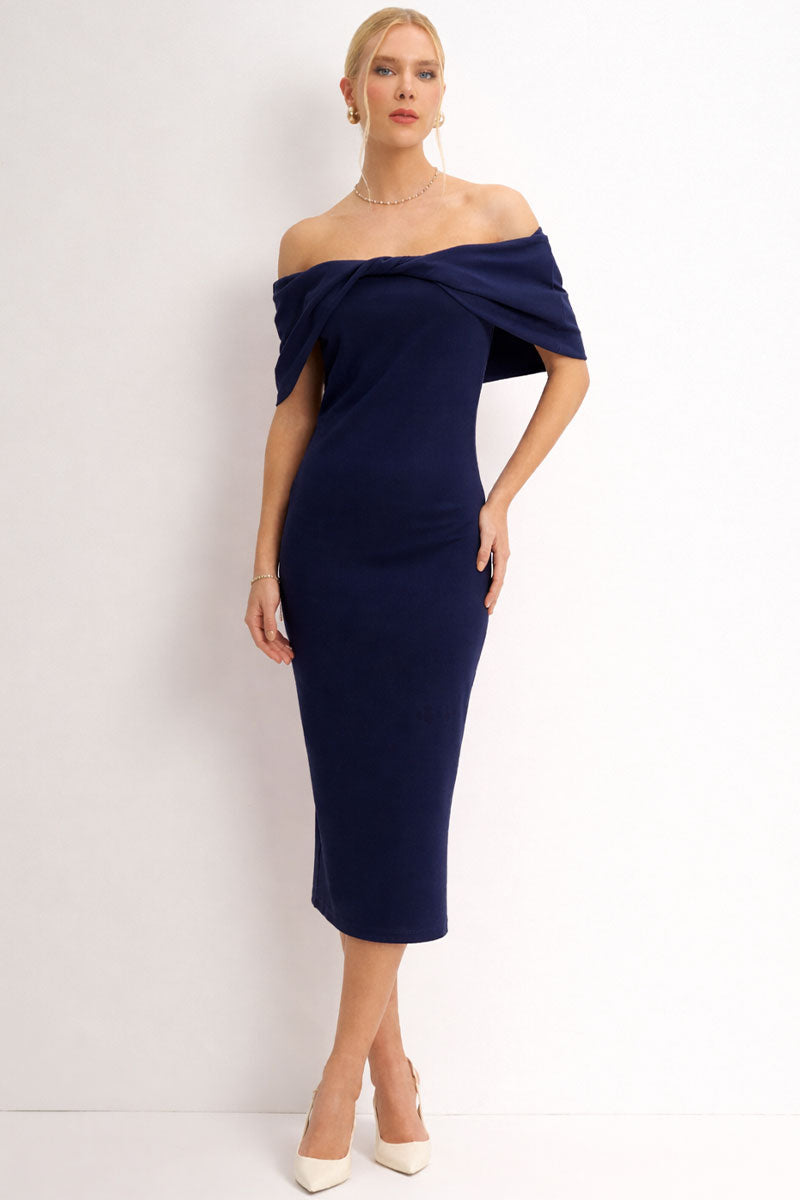 Vestido Dalila Ombro a Ombro - Azul Marinho