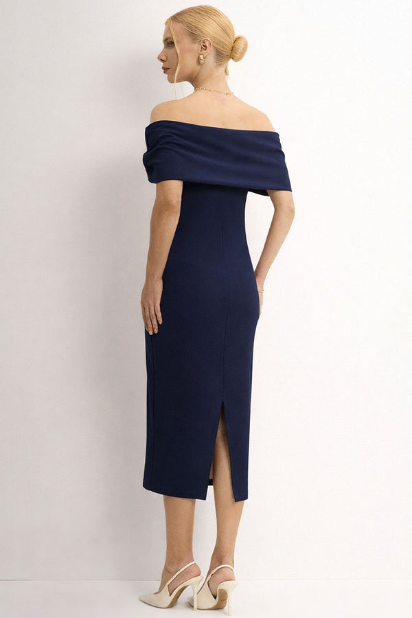 Vestido Dalila Ombro a Ombro - Azul Marinho