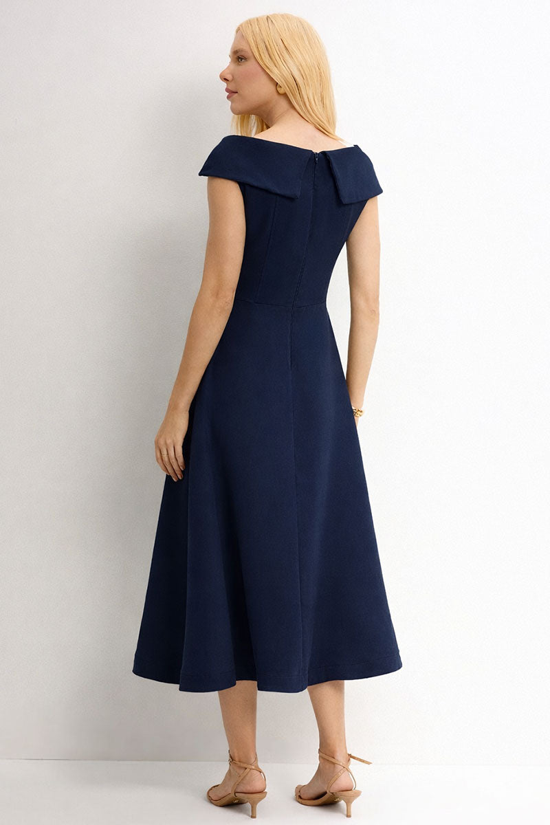 Vestido Dara Evasê - Azul Marinho