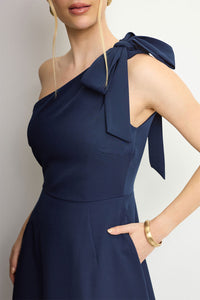Vestido Safira Um Ombro Só - Azul Marinho