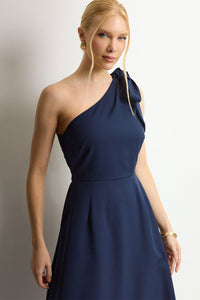 Vestido Safira Um Ombro Só - Azul Marinho