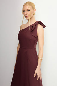 Vestido Safira Um Ombro Só - Vinho