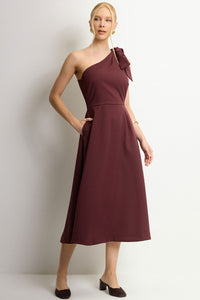 Vestido Safira Um Ombro Só - Vinho