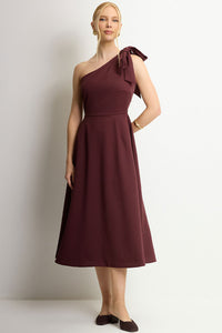 Vestido Safira Um Ombro Só - Vinho