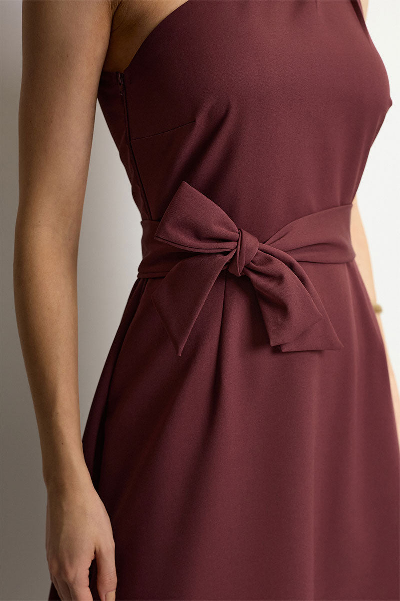 Vestido Safira Um Ombro Só - Vinho