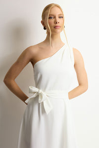Vestido Safira Um Ombro Só - Off White
