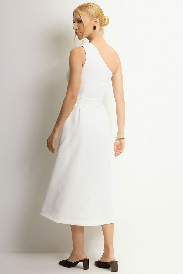 Vestido Safira Um Ombro Só - Off White