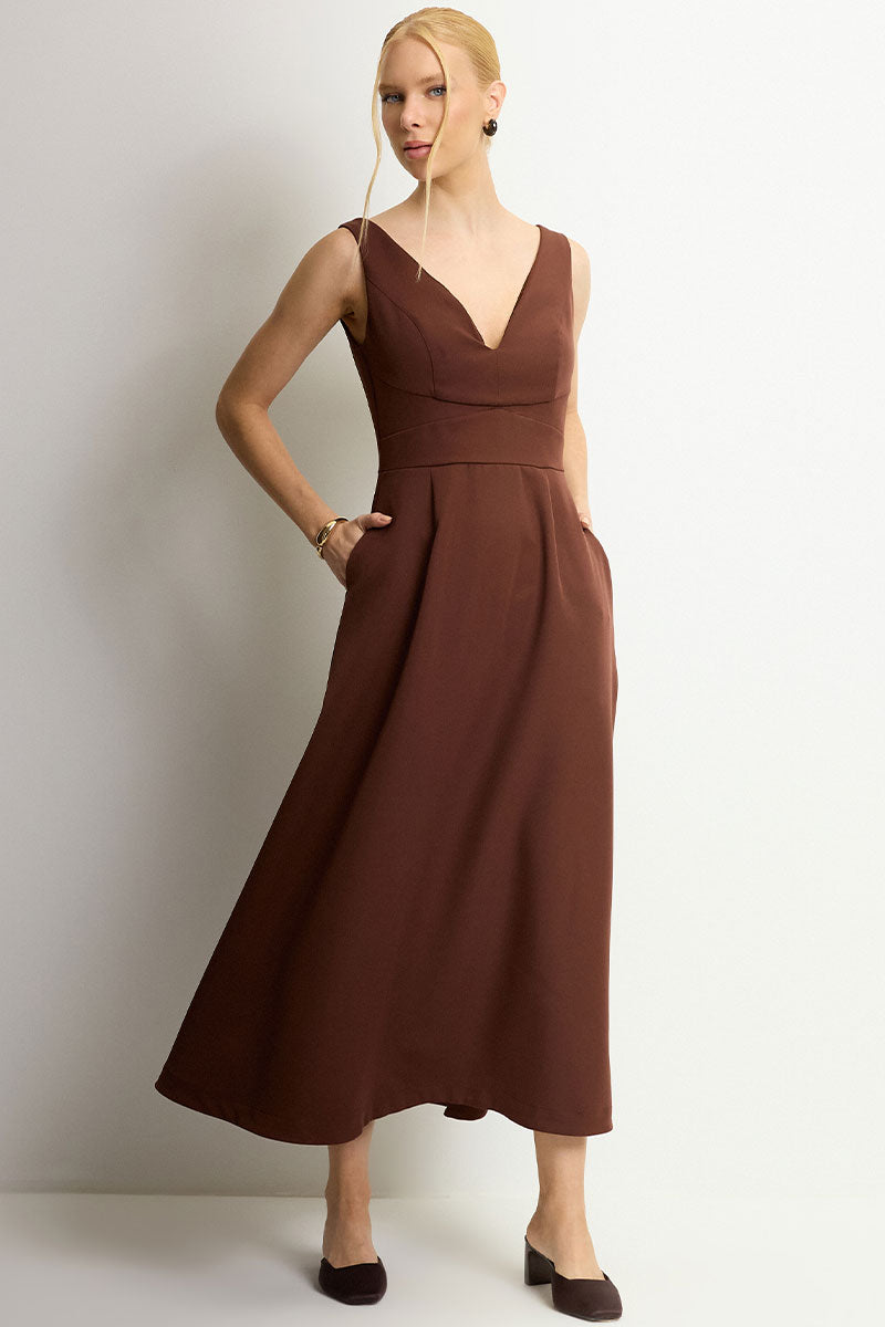 Vestido Maju Alfaiataria - Marrom