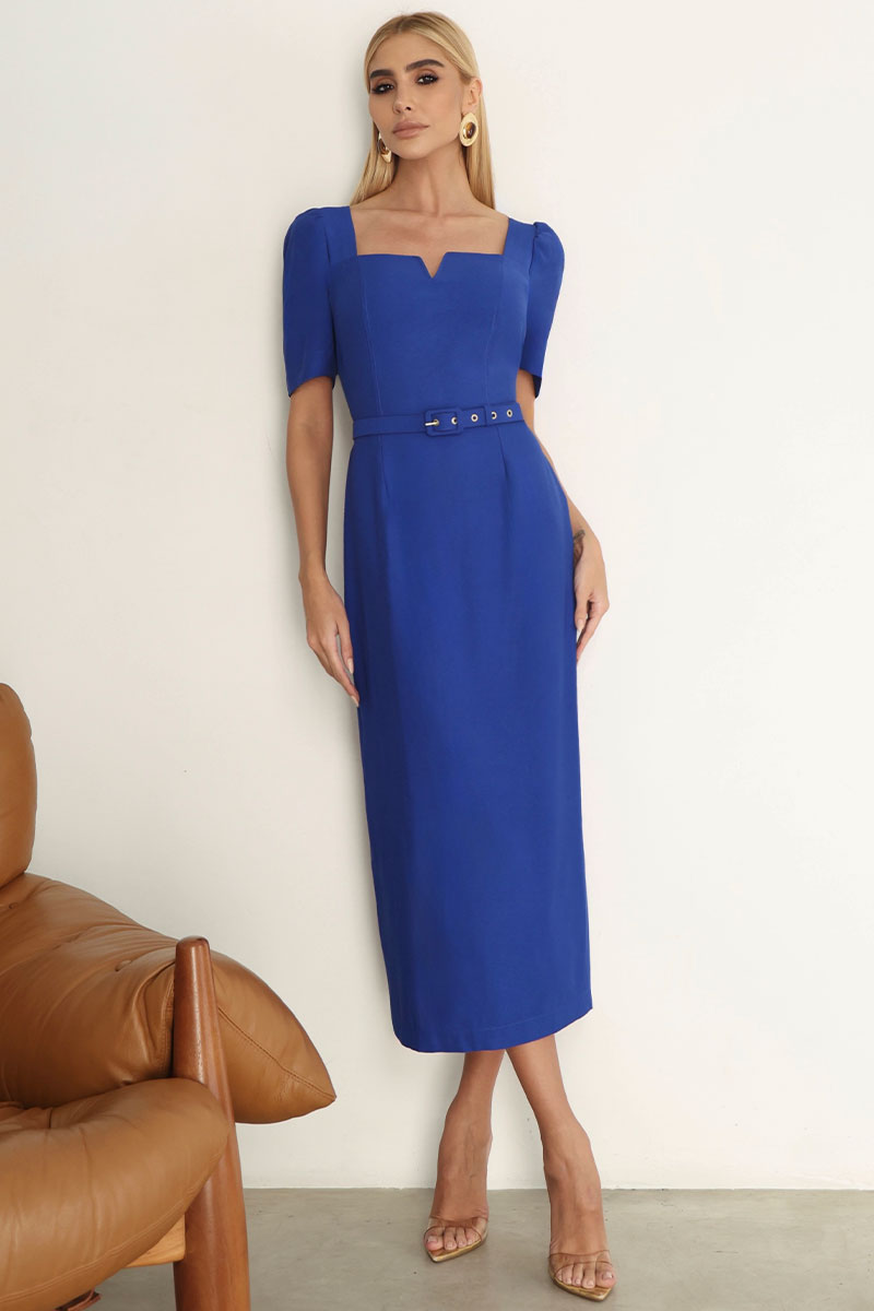 Vestido Aline Alfaiataria - Azul