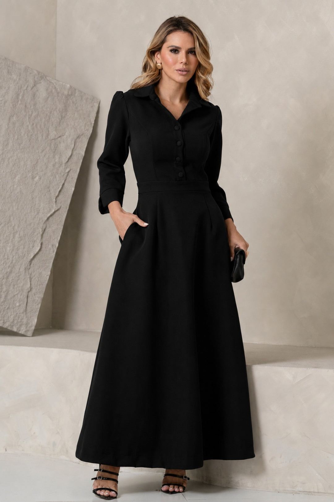 Vestido Magnólia Rodado - Preto