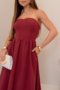 Vestido Fiorella Corselet - Vinho