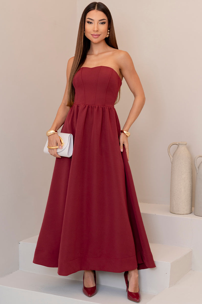 Vestido Fiorella Corselet - Vinho