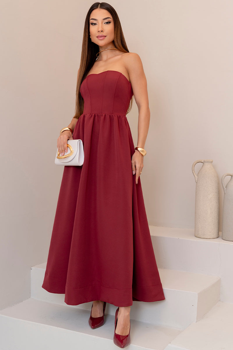 Vestido Fiorella Corselet - Vinho