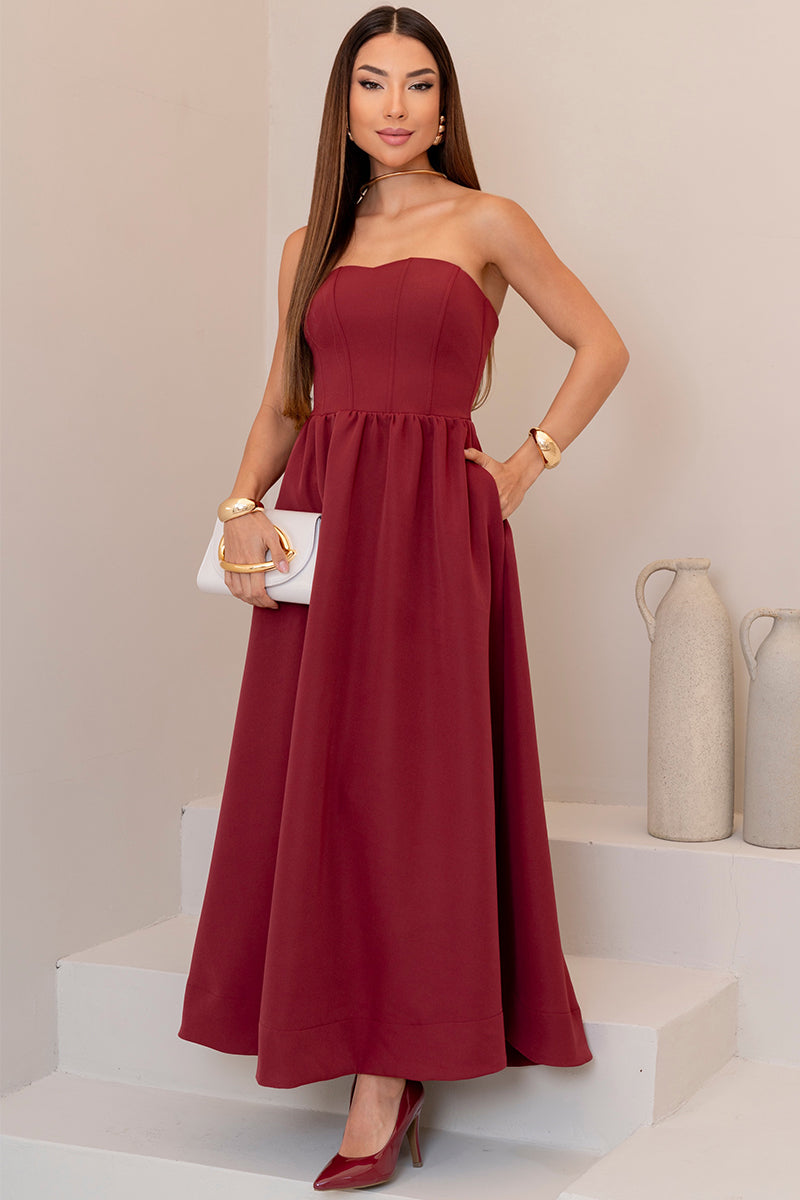 Vestido Fiorella Corselet - Vinho