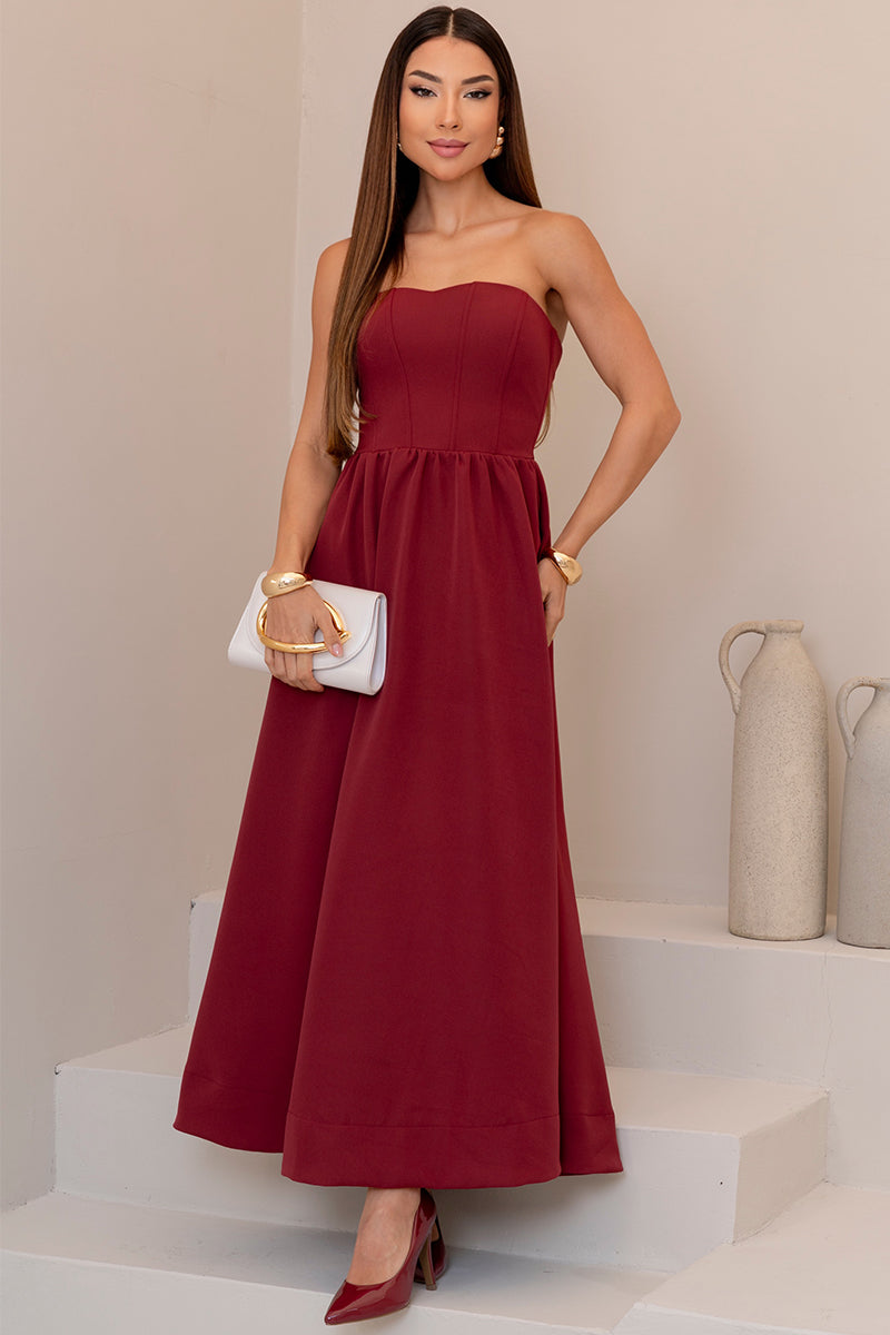 Vestido Fiorella Corselet - Vinho