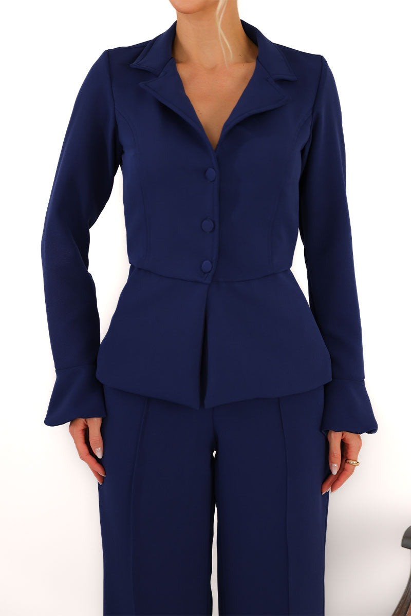 Blusa Desire Manga Longa - Azul Marinho
