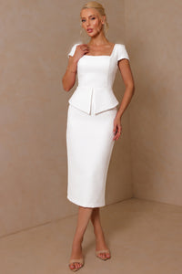 Vestido Mavie Tubinho Peplum - Off White