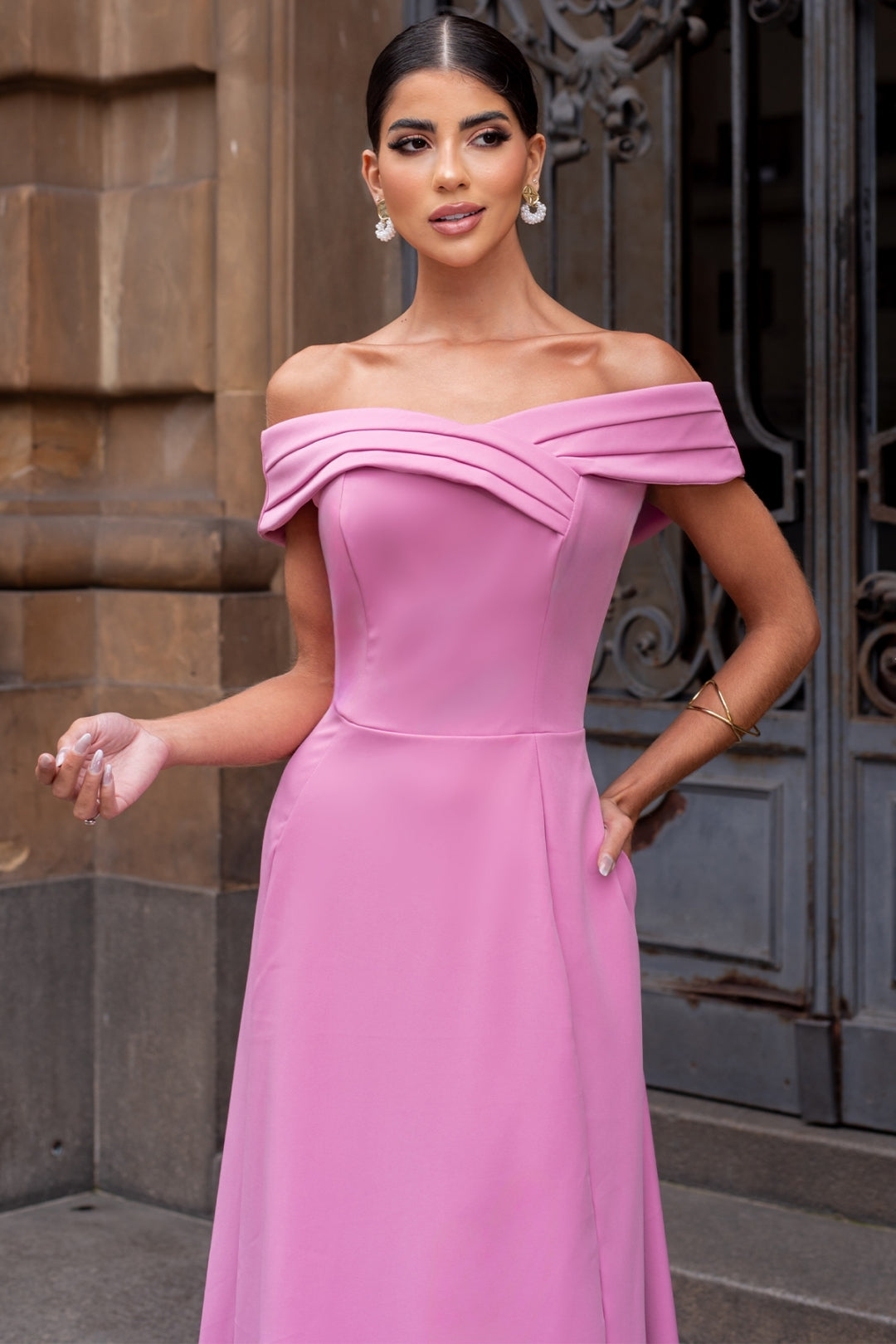 Vestido Miriam Midi Ombro a Ombro - Rosa