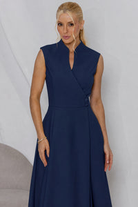 Vestido Sasha Midi Decote Transpassado - Azul Marinho
