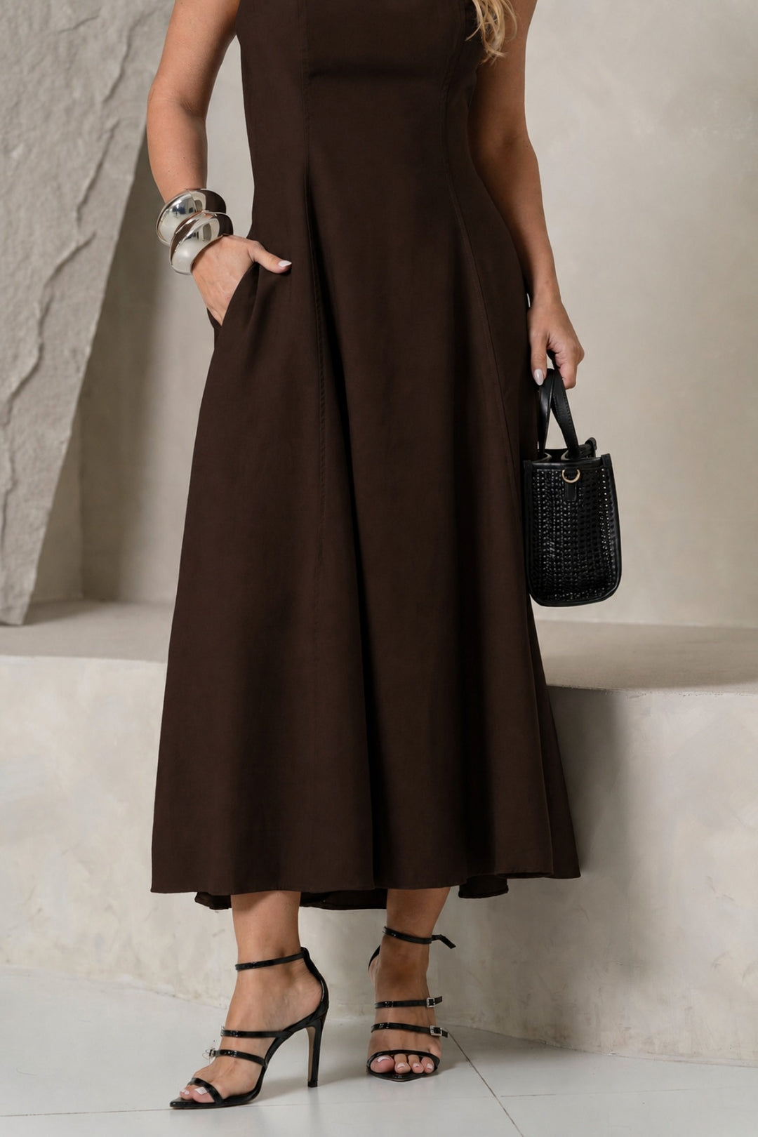 Vestido Madrid Rodado - Marrom