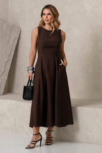 Vestido Madrid Rodado - Marrom