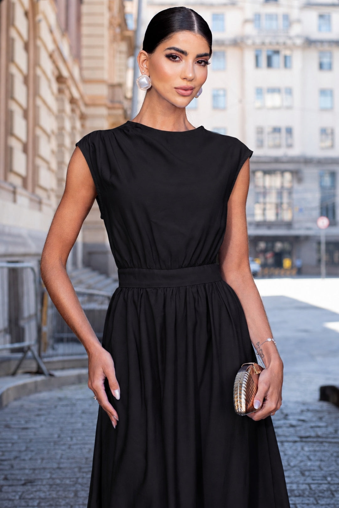 Vestido Genova Midi Rodado - Preto