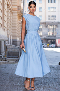 Vestido Genova Midi Rodado - Azul