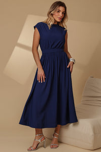 Vestido Genova Midi Rodado - Azul Marinho