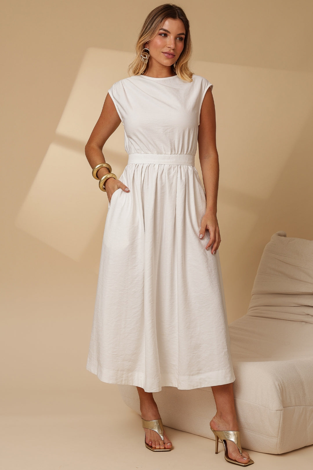 Vestido Genova Midi Rodado - Off White