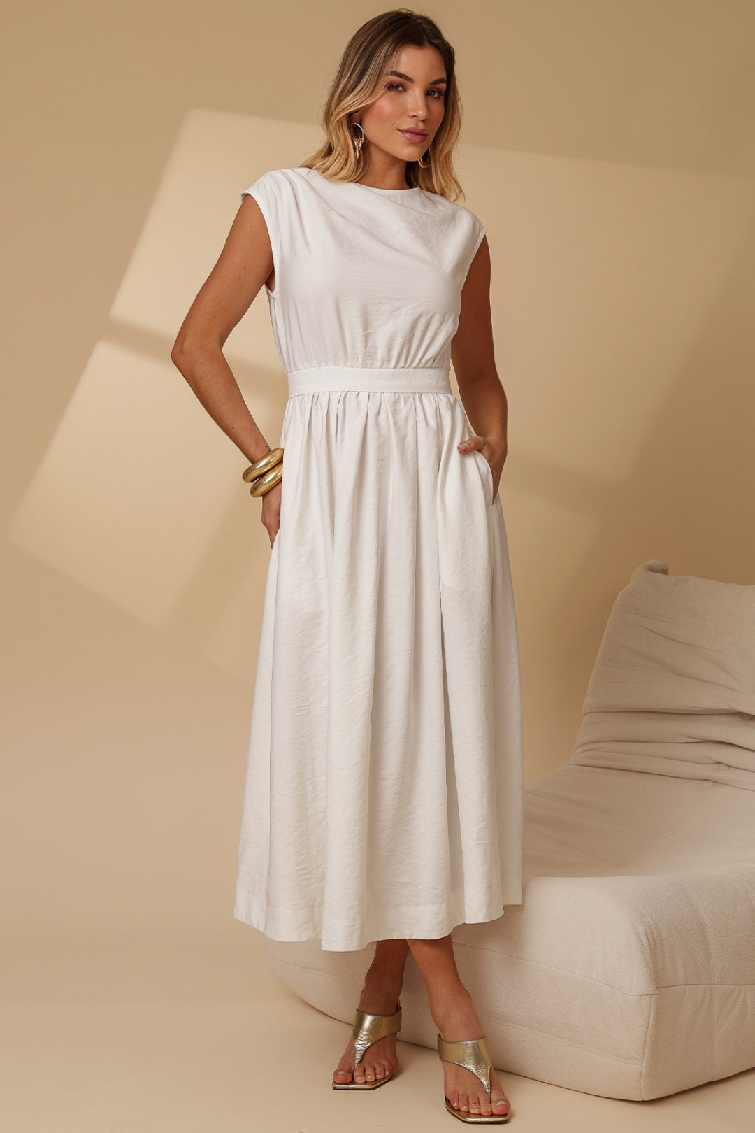 Vestido Genova Midi Rodado - Off White