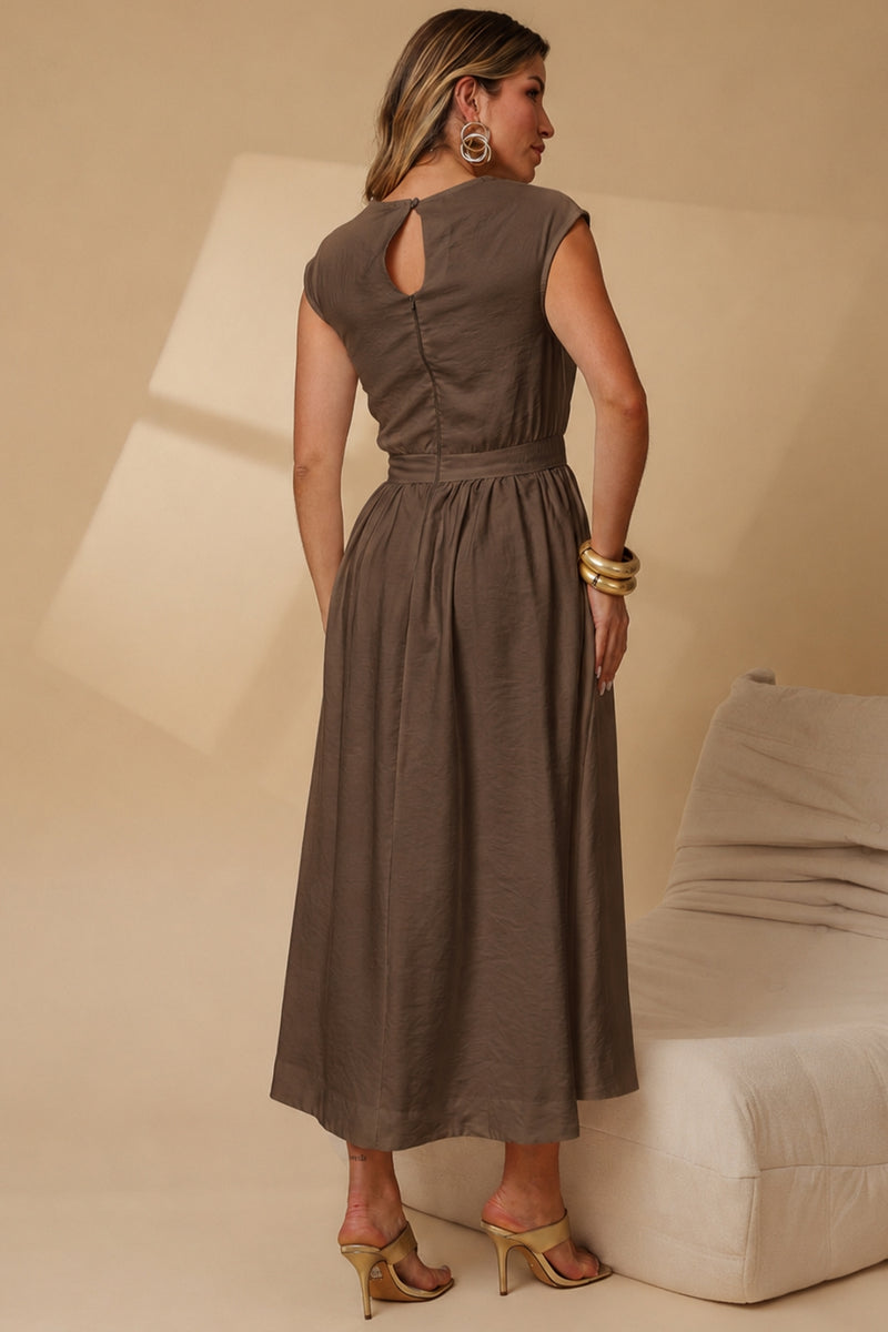 Vestido Genova Midi Rodado - Verde Musgo
