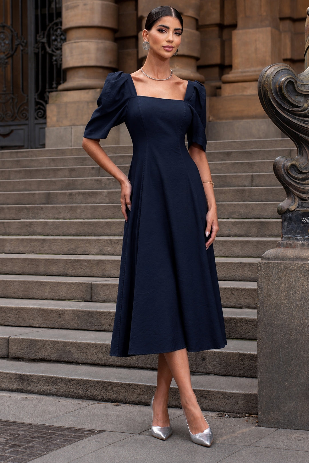 Vestido Bali Midi - Azul Marinho