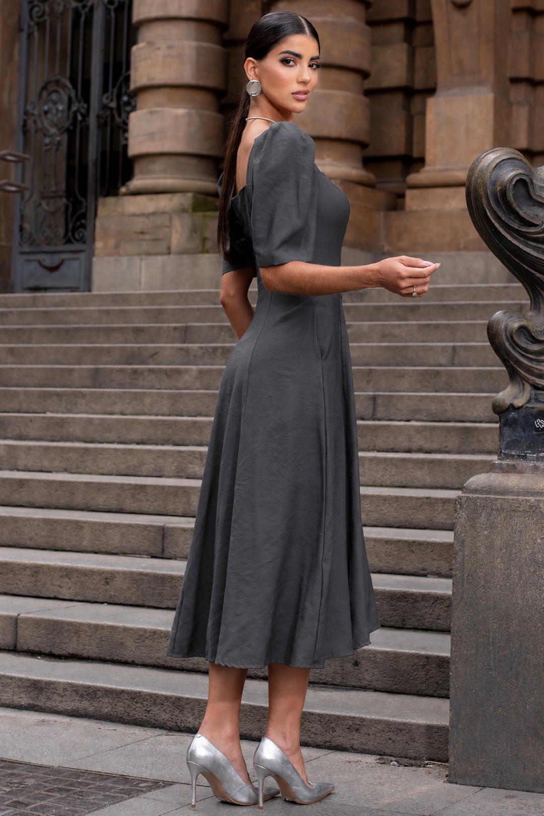 Vestido Bali Midi - Chumbo