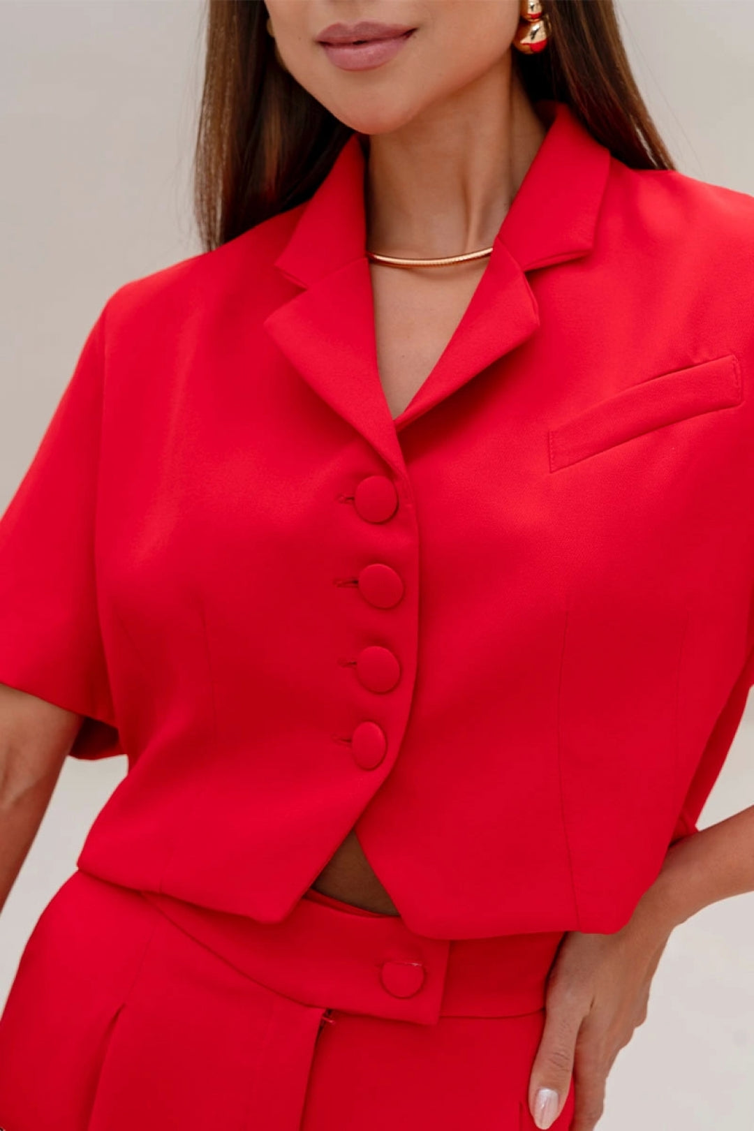 Conjunto Shirley Blusa e Calça - Vermelho