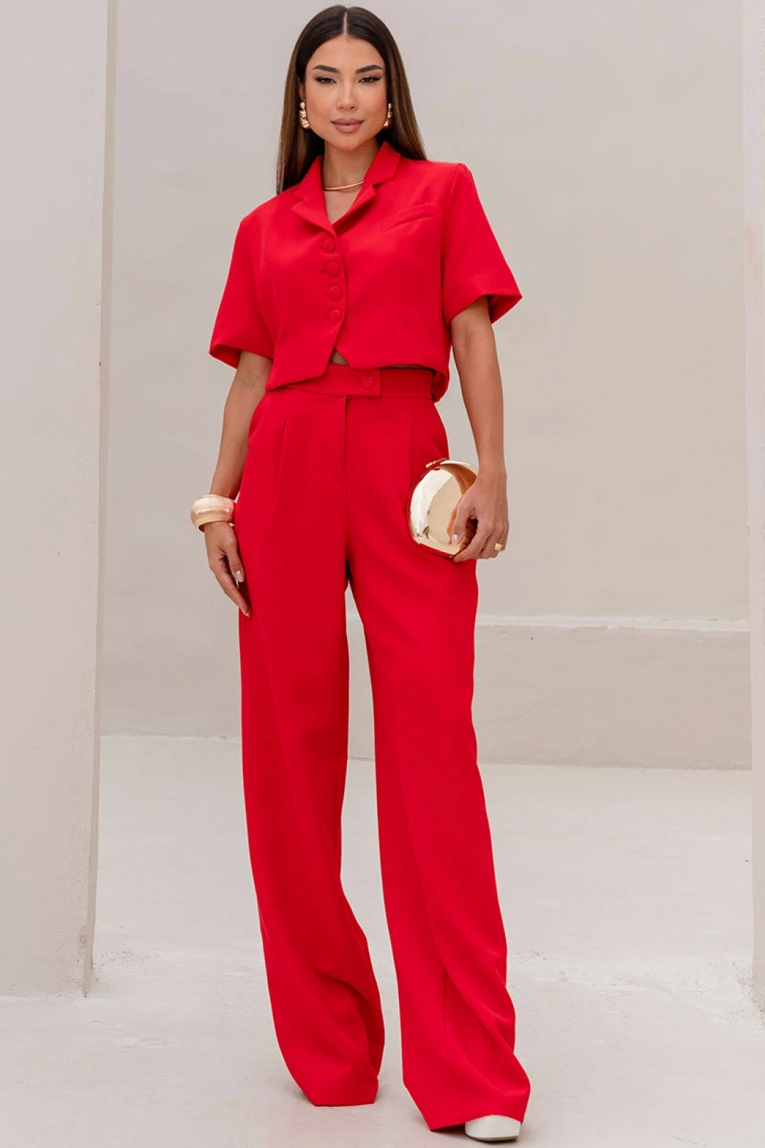 Conjunto Shirley Blusa e Calça - Vermelho
