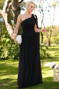 Vestido Rubi Longo de Tule com Véu - Preto