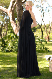 Vestido Rubi Longo de Tule com Véu - Preto