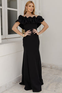 Vestido Violeta Longo Ombro a Ombro - Preto