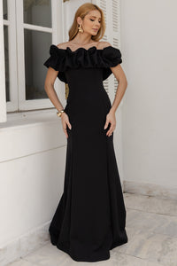Vestido Violeta Longo Ombro a Ombro - Preto