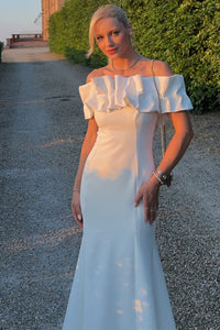 Vestido Violeta Longo Ombro a Ombro - Off White