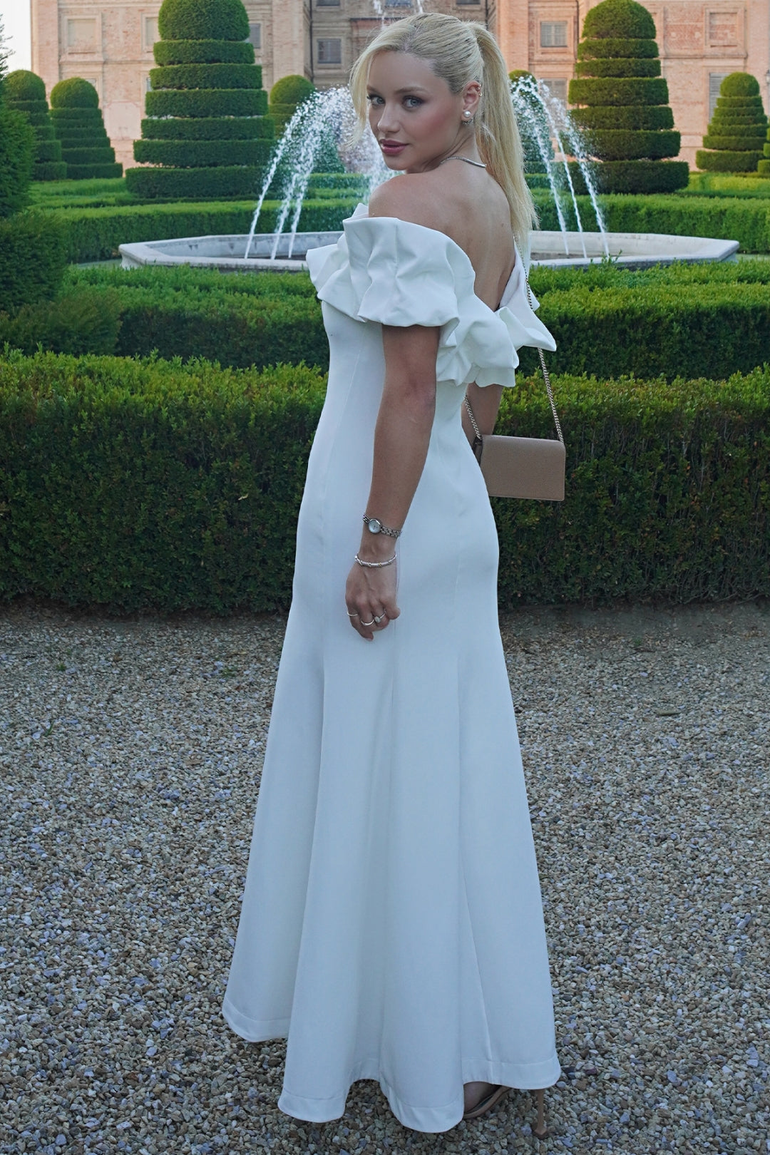 Vestido Violeta Longo Ombro a Ombro - Off White