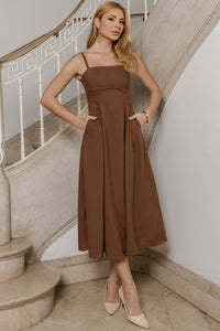 Vestido Luna Midi Rodado - Marrom