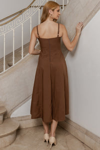 Vestido Luna Midi Rodado - Marrom