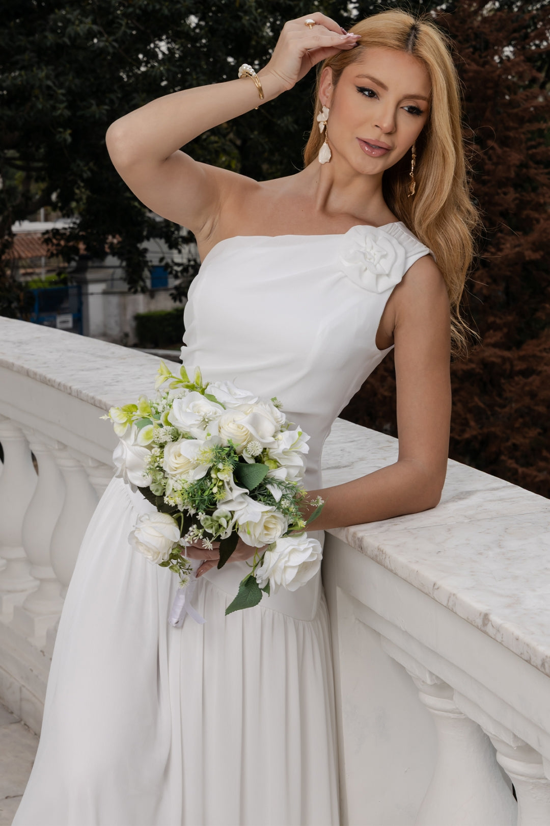 Vestido Romana Drapeado - Off White