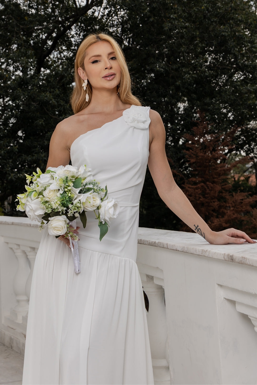 Vestido Romana Drapeado - Off White