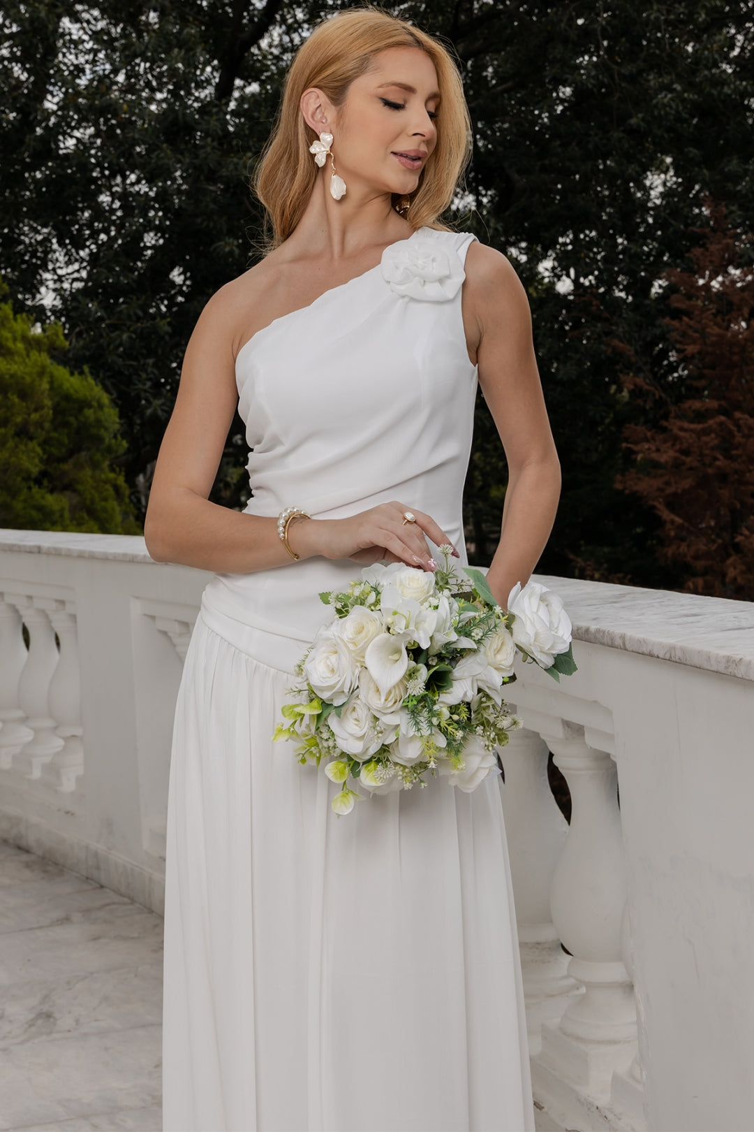 Vestido Romana Drapeado - Off White